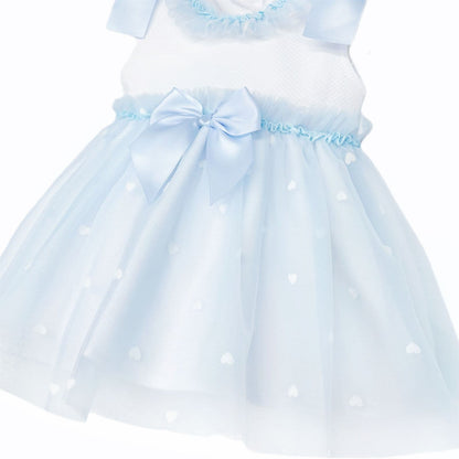 Baby Girl Blue Tulle Mesh Dress Satin Bow "2607 Blue"
