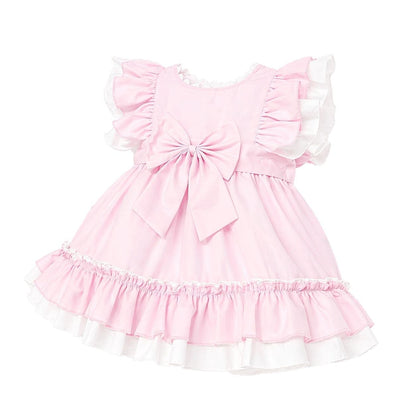 Baby Girl Cotton Pink with White Puff Ball Dress "2617"