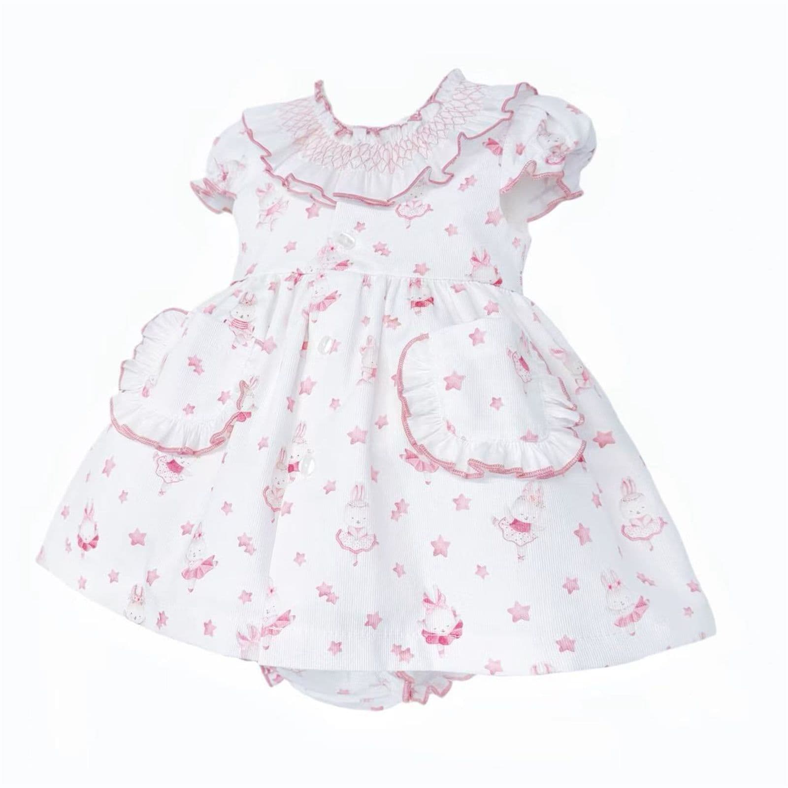 Baby Girl Dusty Pink Bunny Collar Dress with Pants "MYD26035"