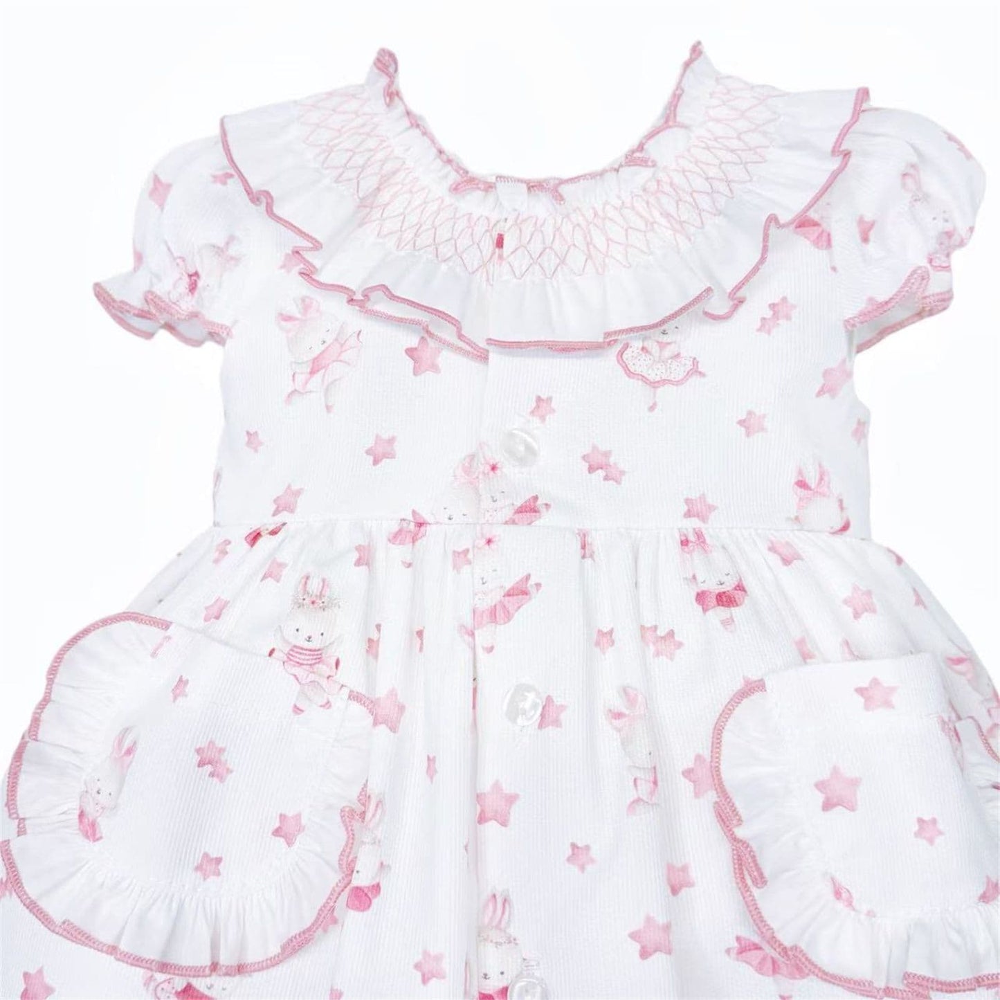 Baby Girl Dusty Pink Bunny Collar Dress with Pants "MYD26035"