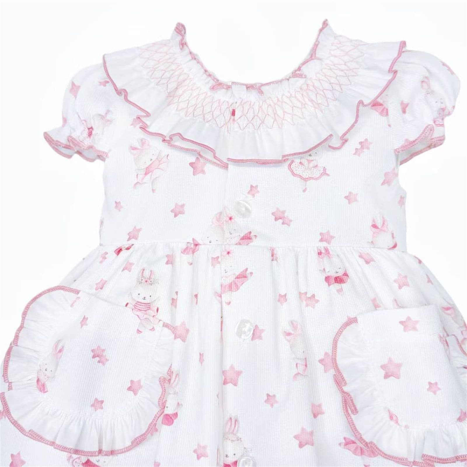 Baby Girl Dusty Pink Bunny Collar Dress with Pants "MYD26035"