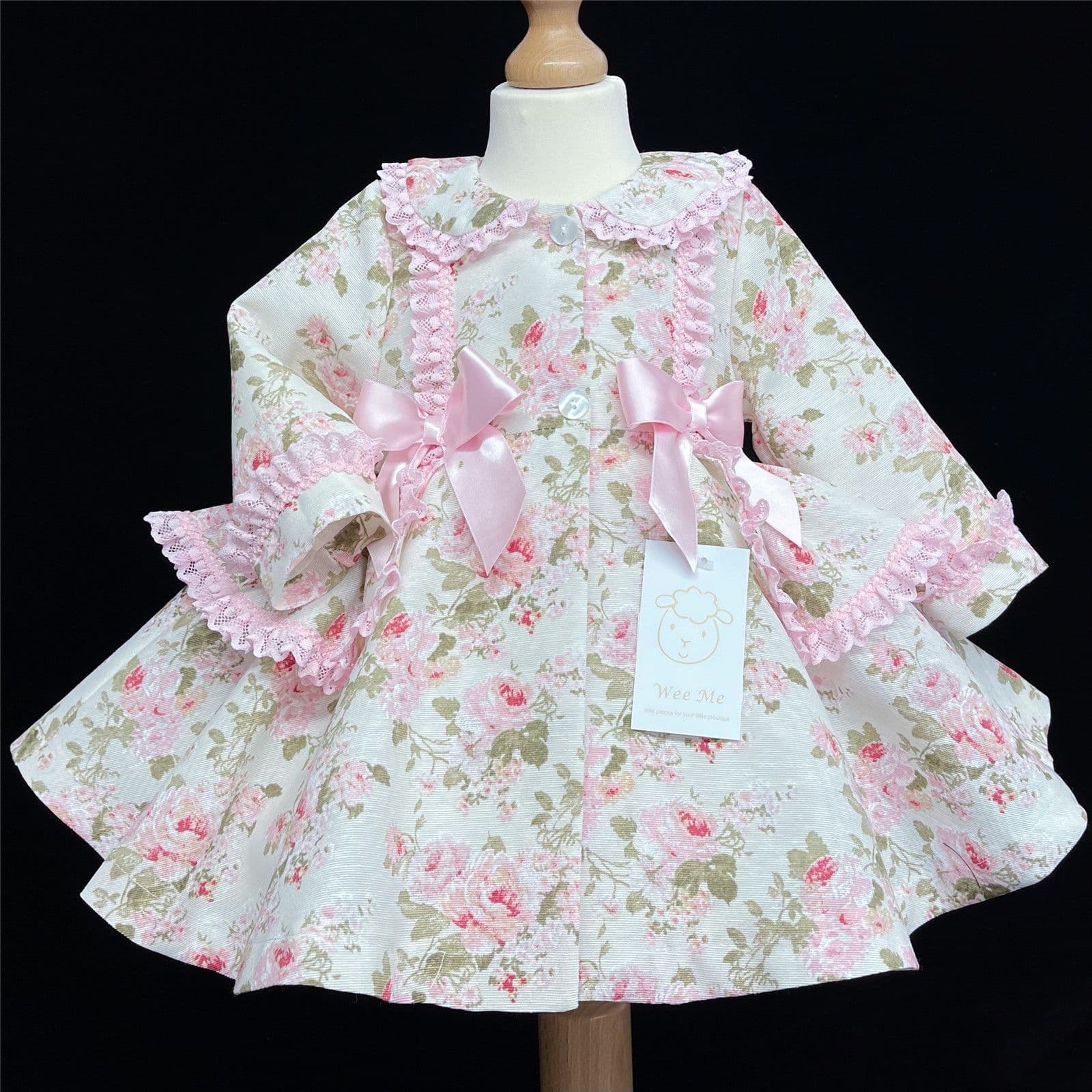 Baby Girl Floral Puff Ball Frilly Jacket Satin Bows "MYD816"