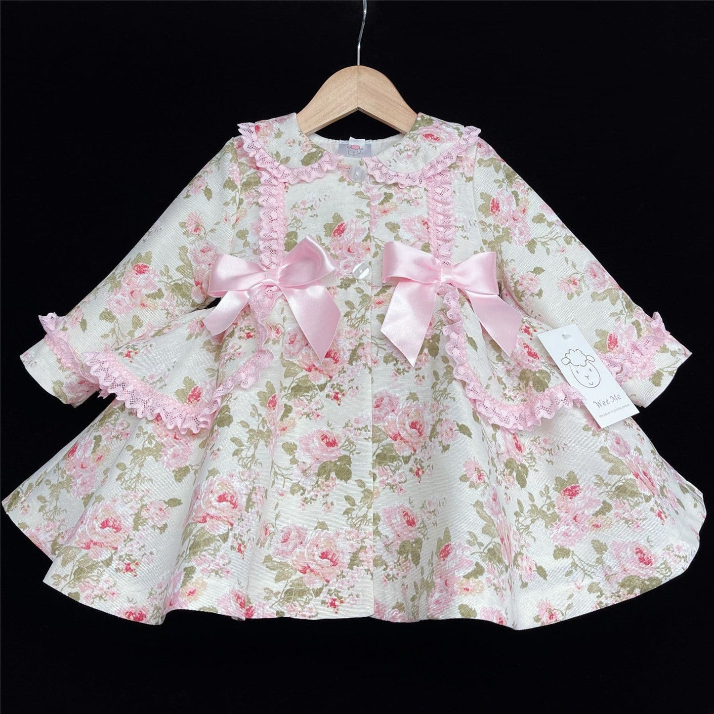 Baby Girl Floral Puff Ball Frilly Jacket Satin Bows "MYD816"
