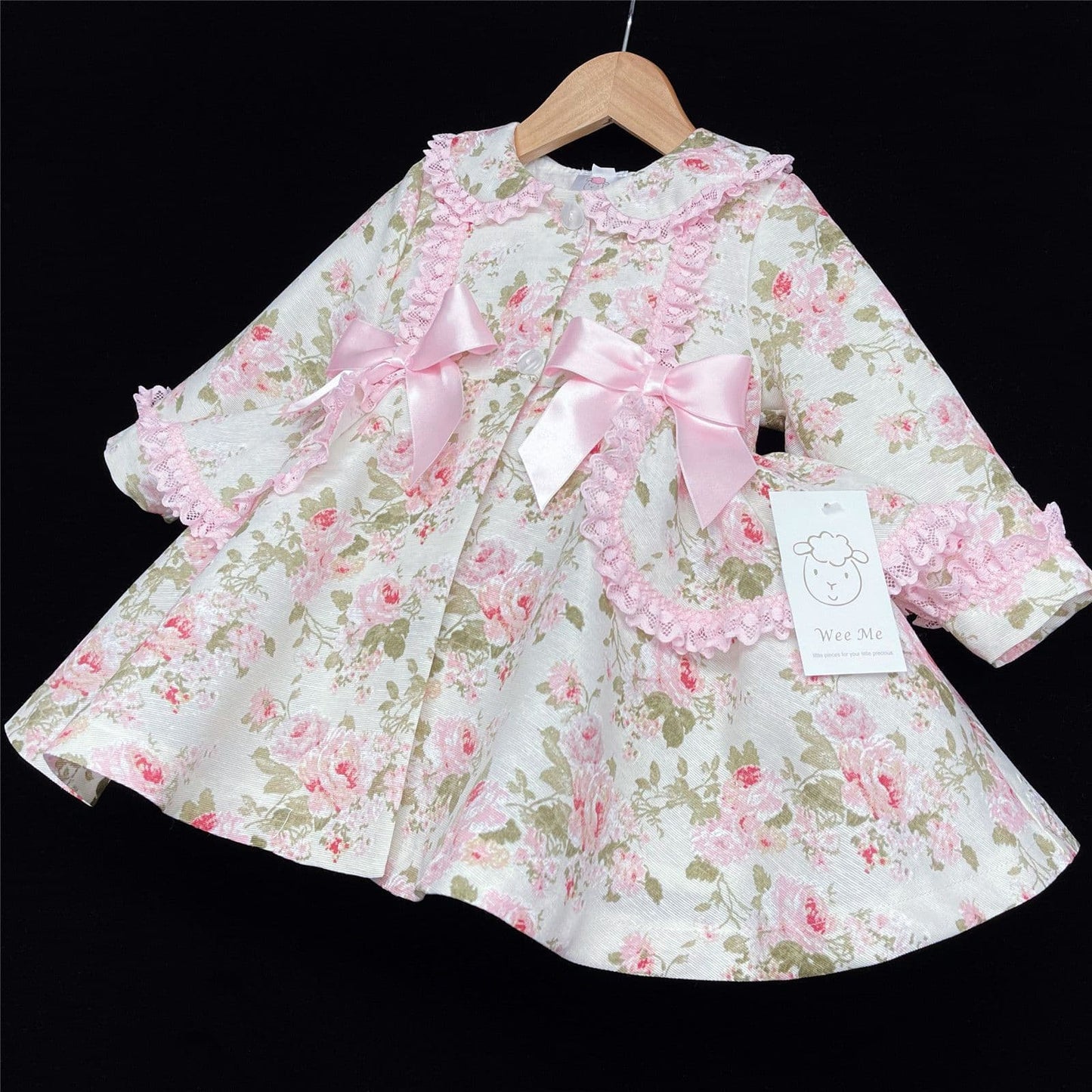 Baby Girl Floral Puff Ball Frilly Jacket Satin Bows "MYD816"