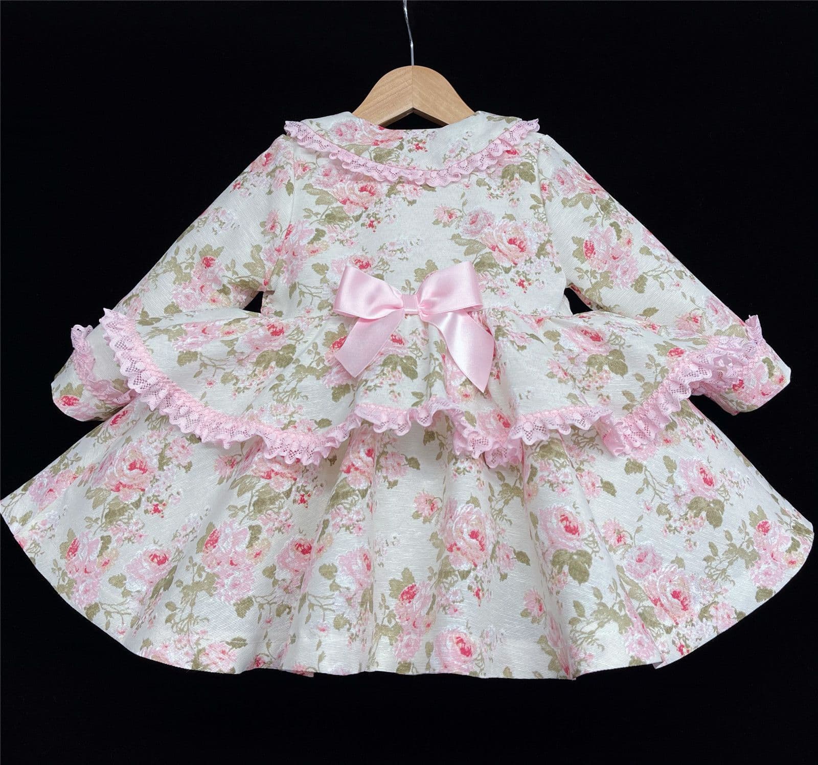 Baby Girl Floral Puff Ball Frilly Jacket Satin Bows "MYD816"