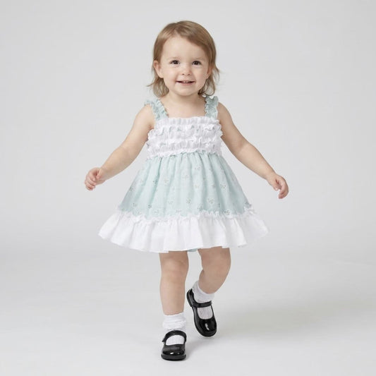 Baby Girl Mint Print Summer Puff Ball Dress with Pants "MYD26044"