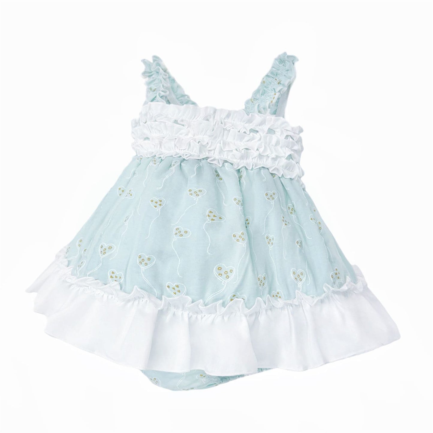 Baby Girl Mint Print Summer Puff Ball Dress with Pants "MYD26044"