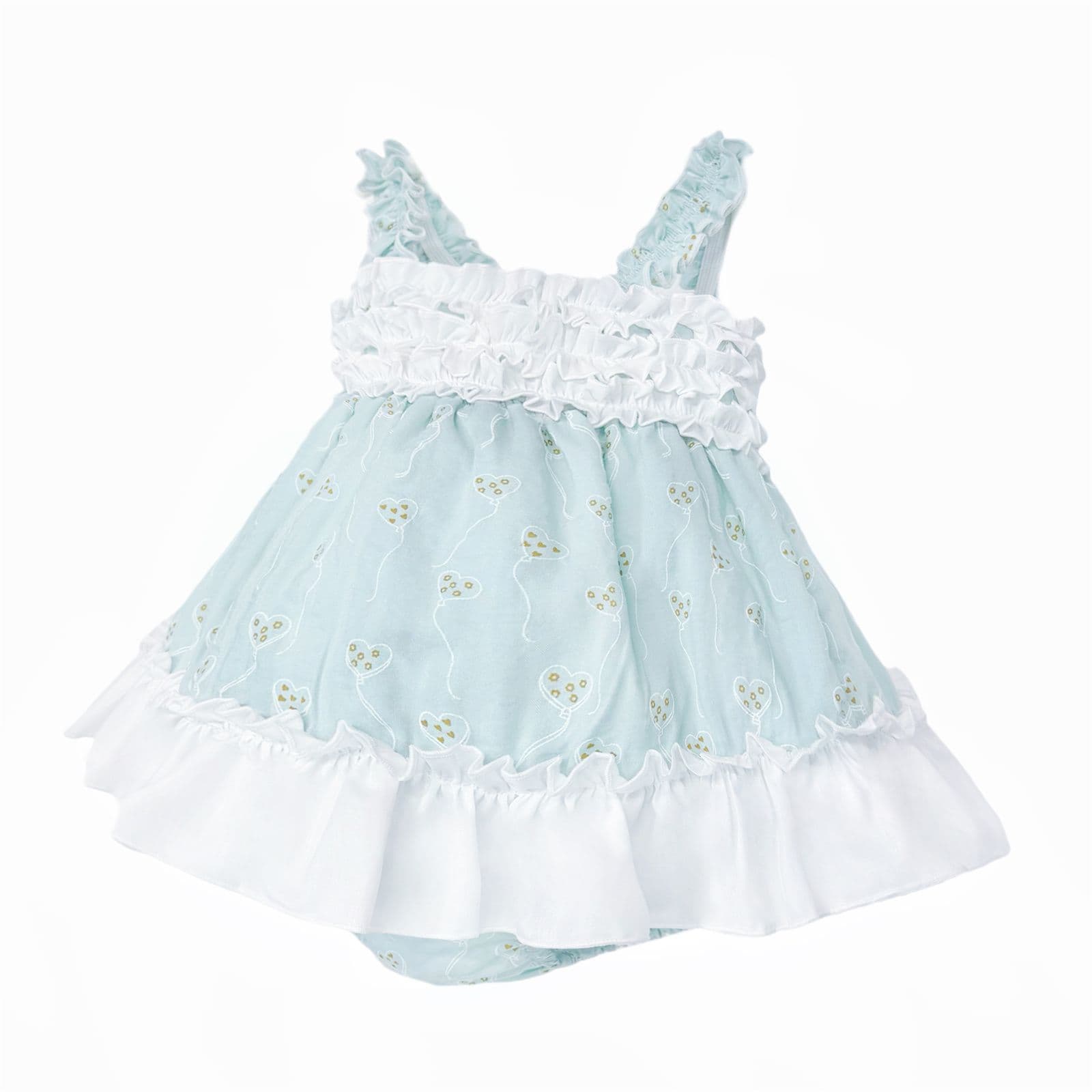 Baby Girl Mint Print Summer Puff Ball Dress with Pants "MYD26044"