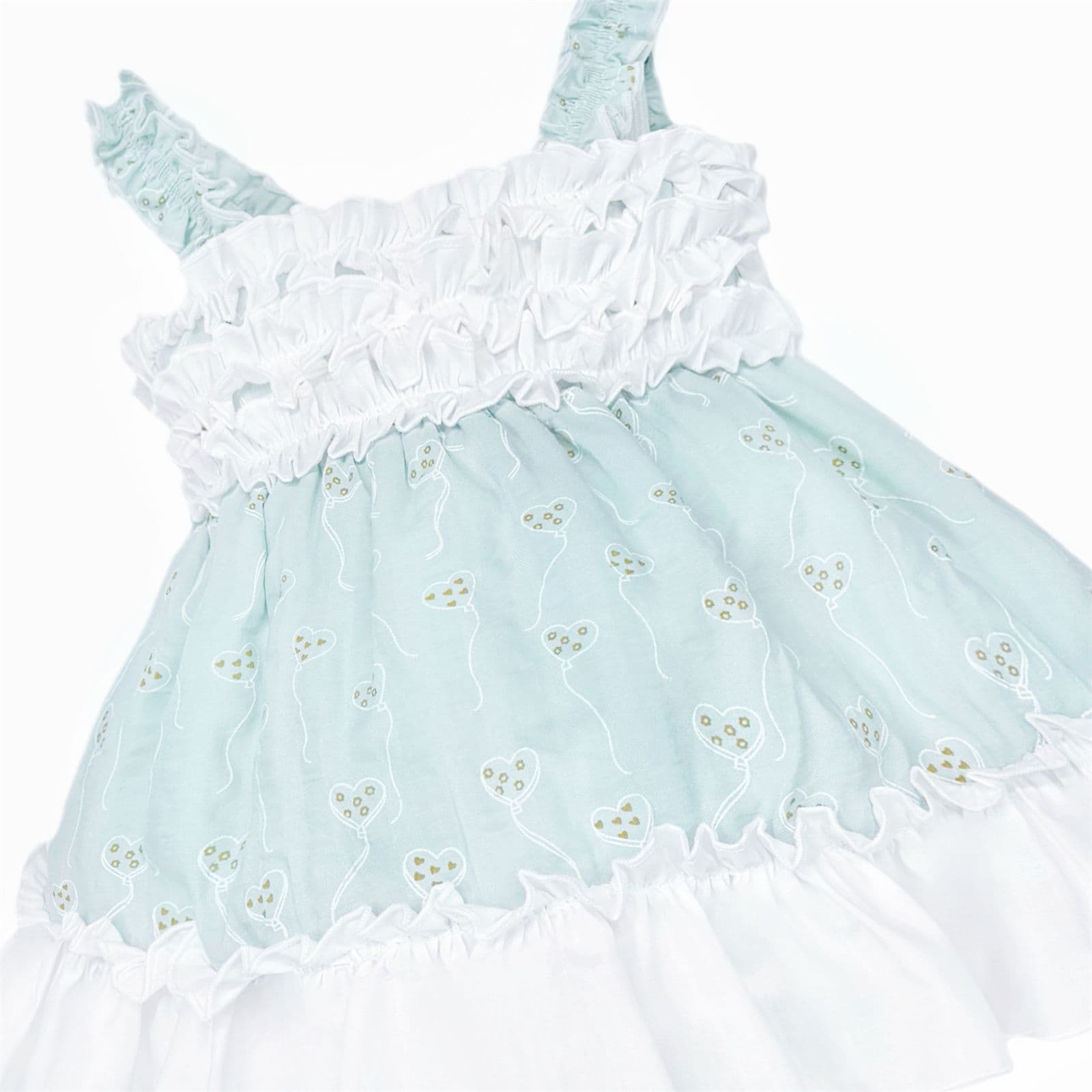 Baby Girl Mint Print Summer Puff Ball Dress with Pants "MYD26044"