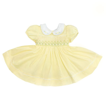 Baby Girl Pale Yellow Hand Smocked Puff Dress "2405 Yellow"