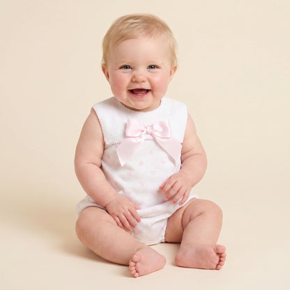 Baby Girl Pink Bow Print Collar Romper "MYD26027"
