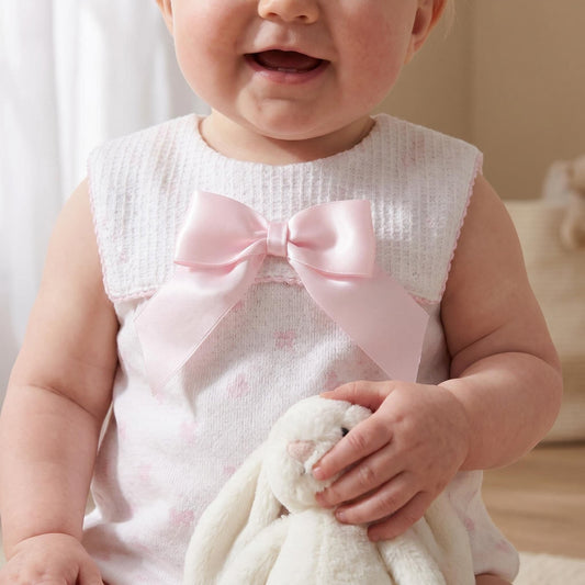 Baby Girl Pink Bow Print Collar Romper "MYD26027"