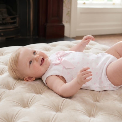 Baby Girl Pink Bow Print Collar Romper "MYD26027"