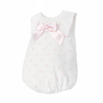 Baby Girl Pink Bow Print Collar Romper "MYD26027"