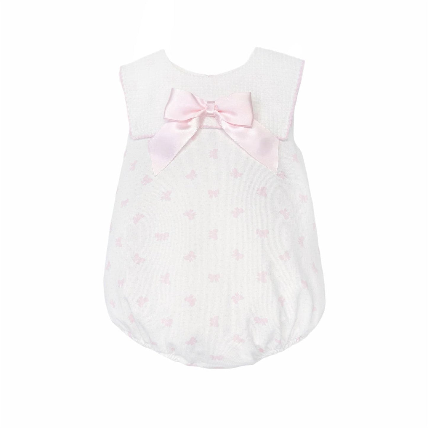 Baby Girl Pink Bow Print Collar Romper "MYD26027"