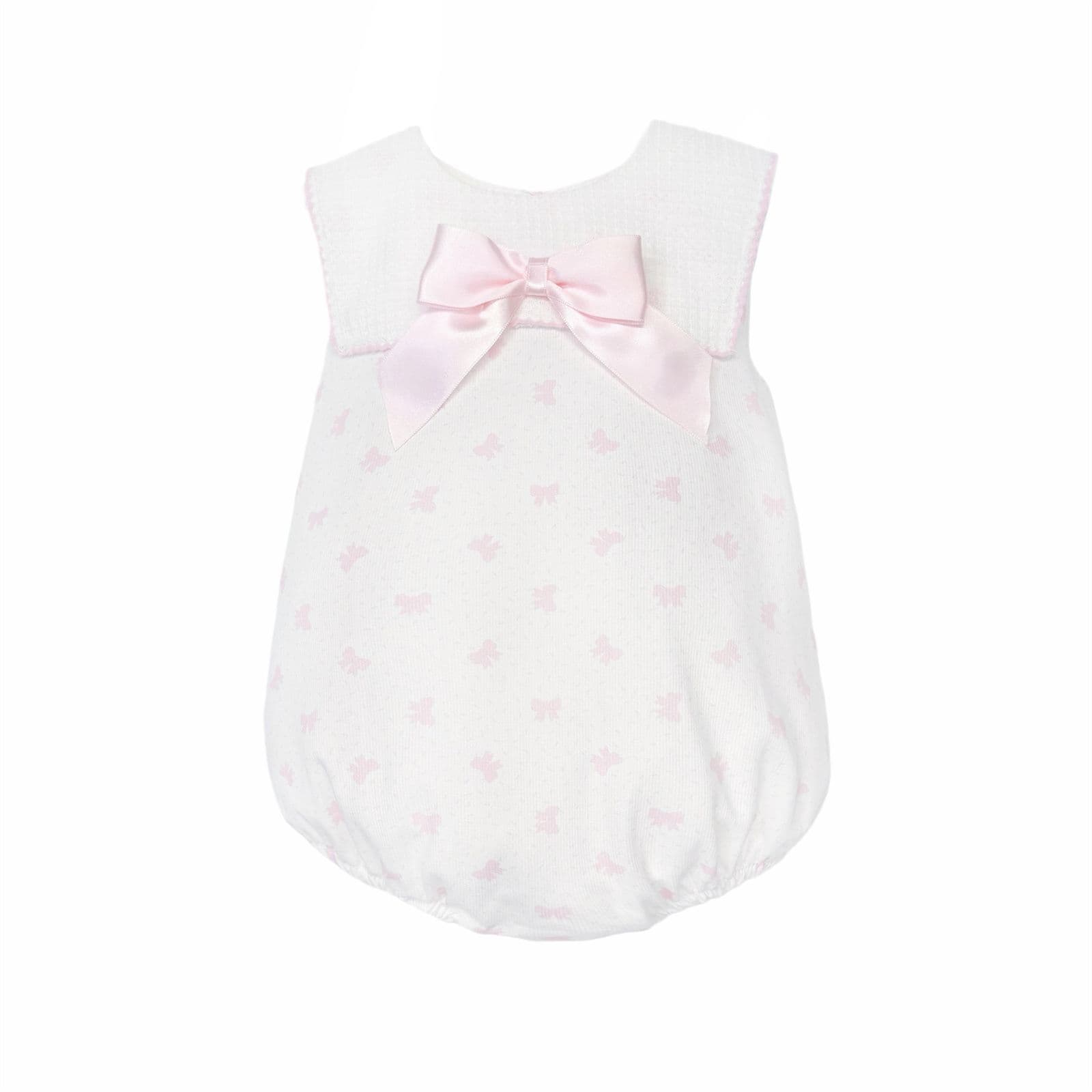 Baby Girl Pink Bow Print Collar Romper "MYD26027"