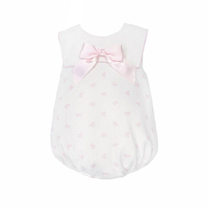 Baby Girl Pink Bow Print Collar Romper "MYD26027"