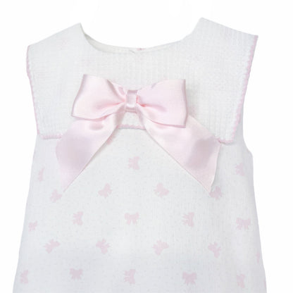 Baby Girl Pink Bow Print Collar Romper "MYD26027"