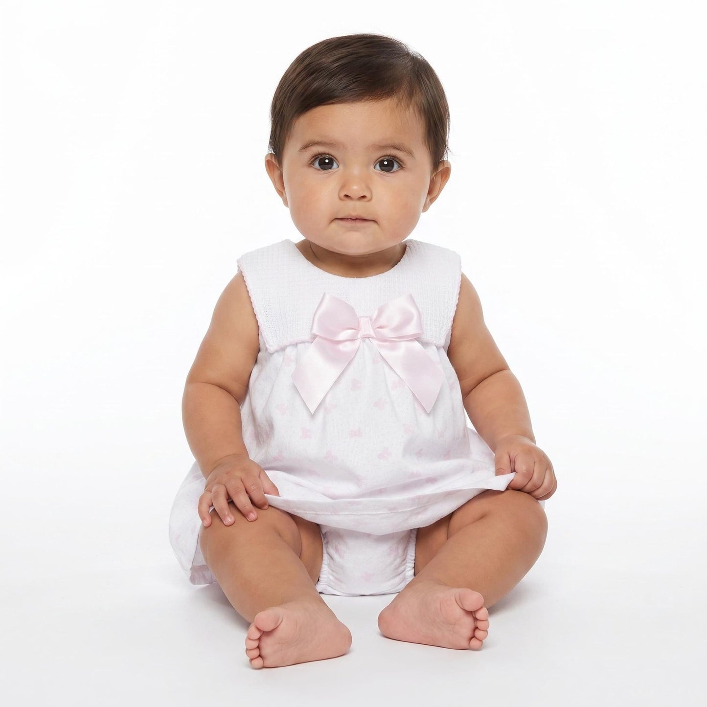 Baby Girl Pink Bow Print Dress with Pants "MYD26026"