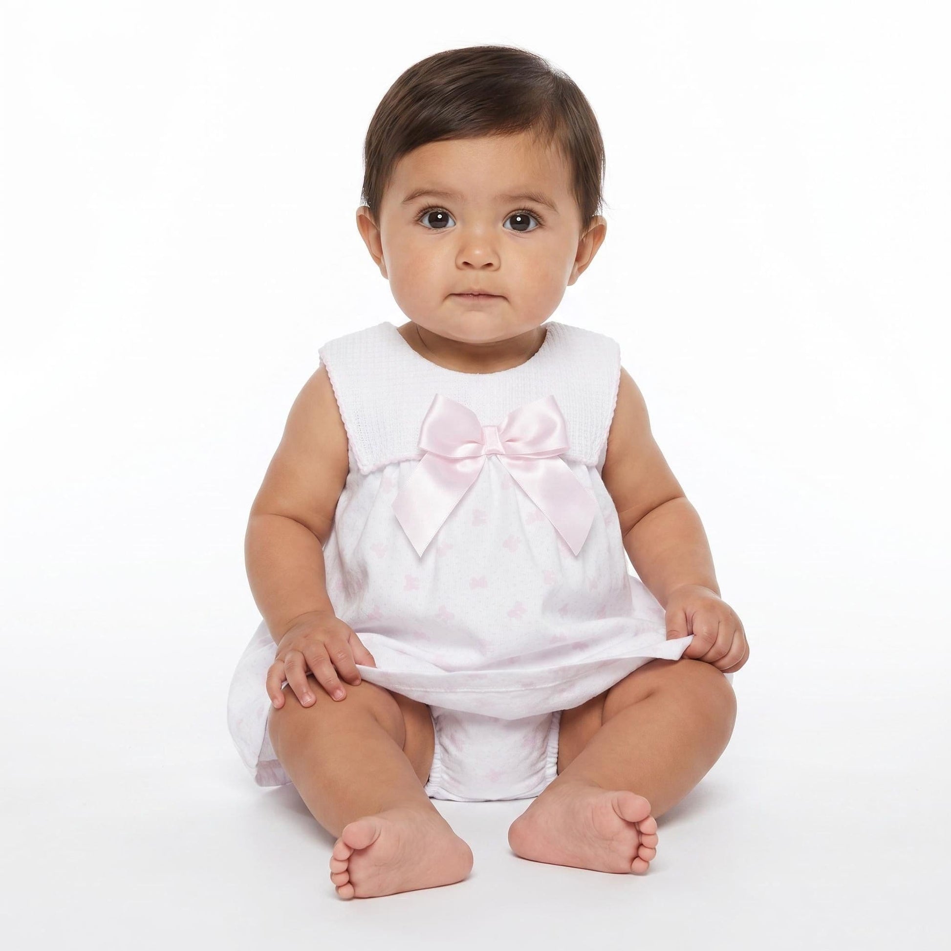 Baby Girl Pink Bow Print Dress with Pants "MYD26026"