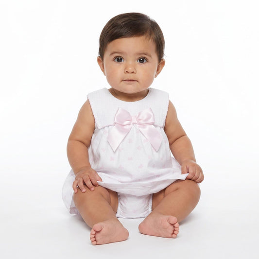 Baby Girl Pink Bow Print Dress with Pants "MYD26026"