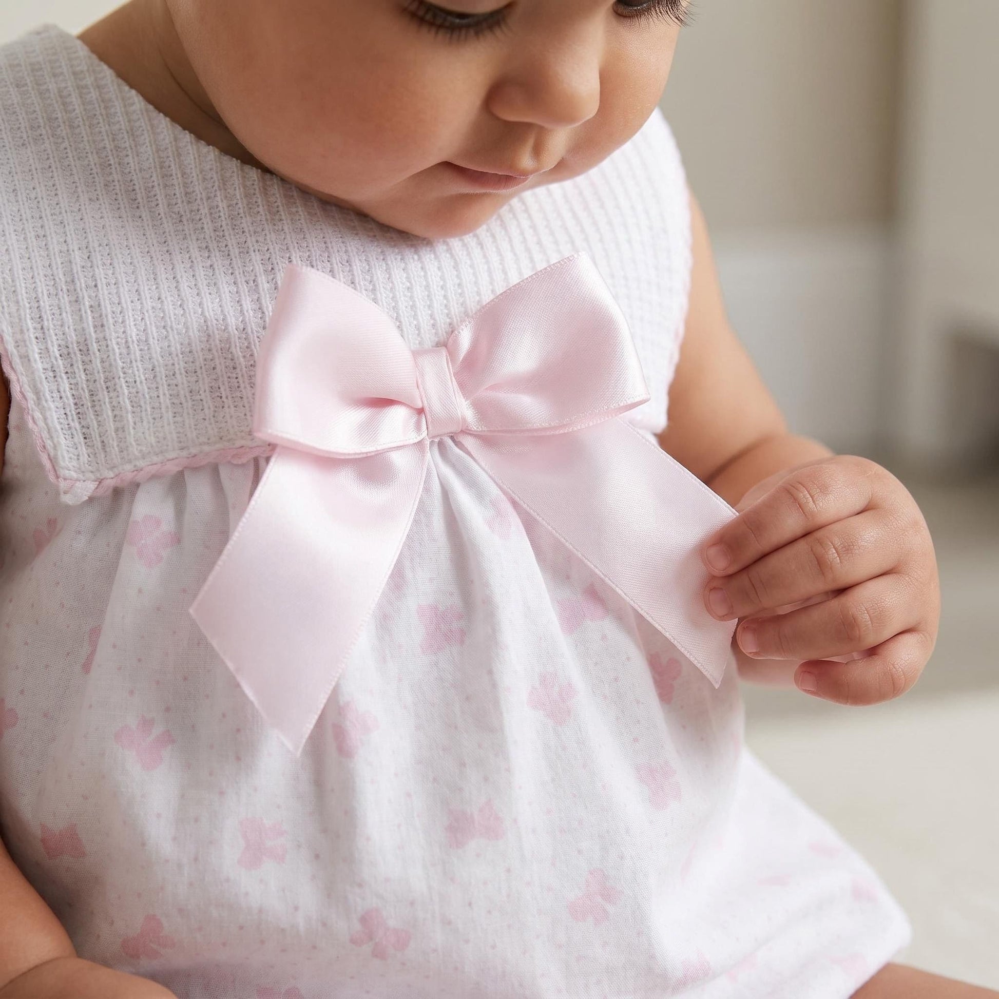 Baby Girl Pink Bow Print Dress with Pants "MYD26026"