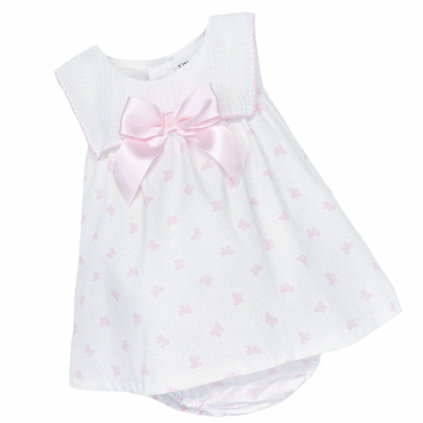 Baby Girl Pink Bow Print Dress with Pants "MYD26026"