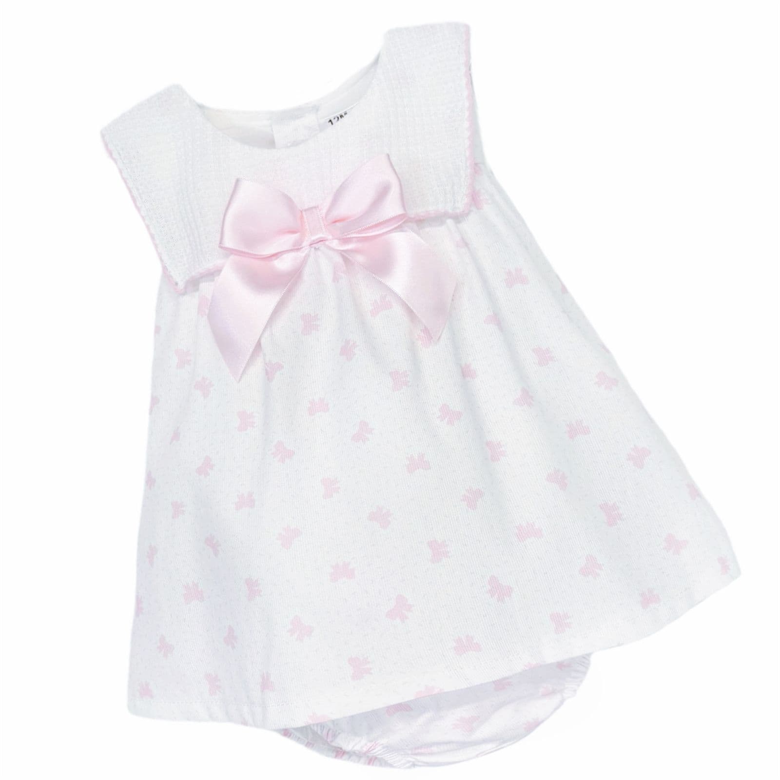 Baby Girl Pink Bow Print Dress with Pants "MYD26026"