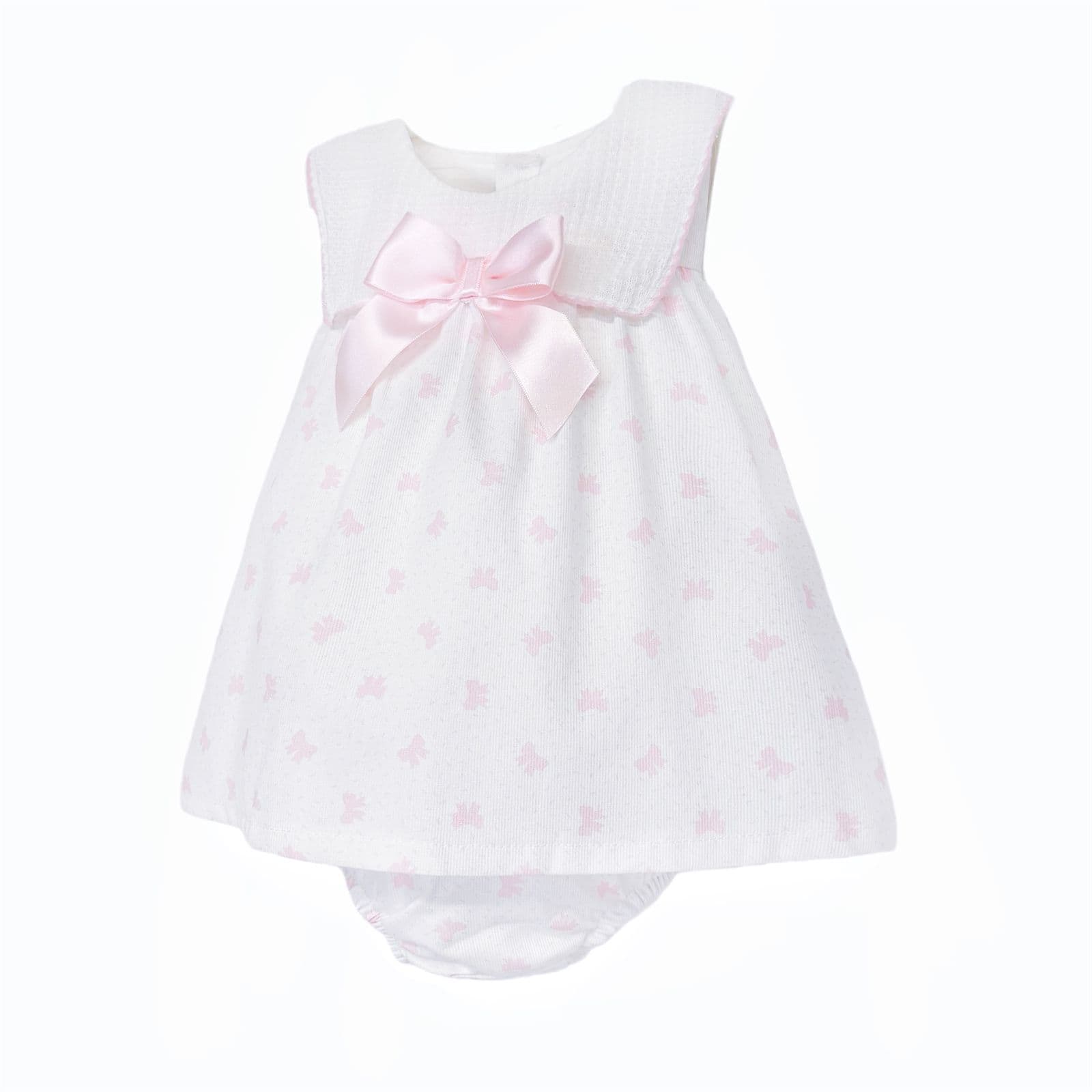 Baby Girl Pink Bow Print Dress with Pants "MYD26026"