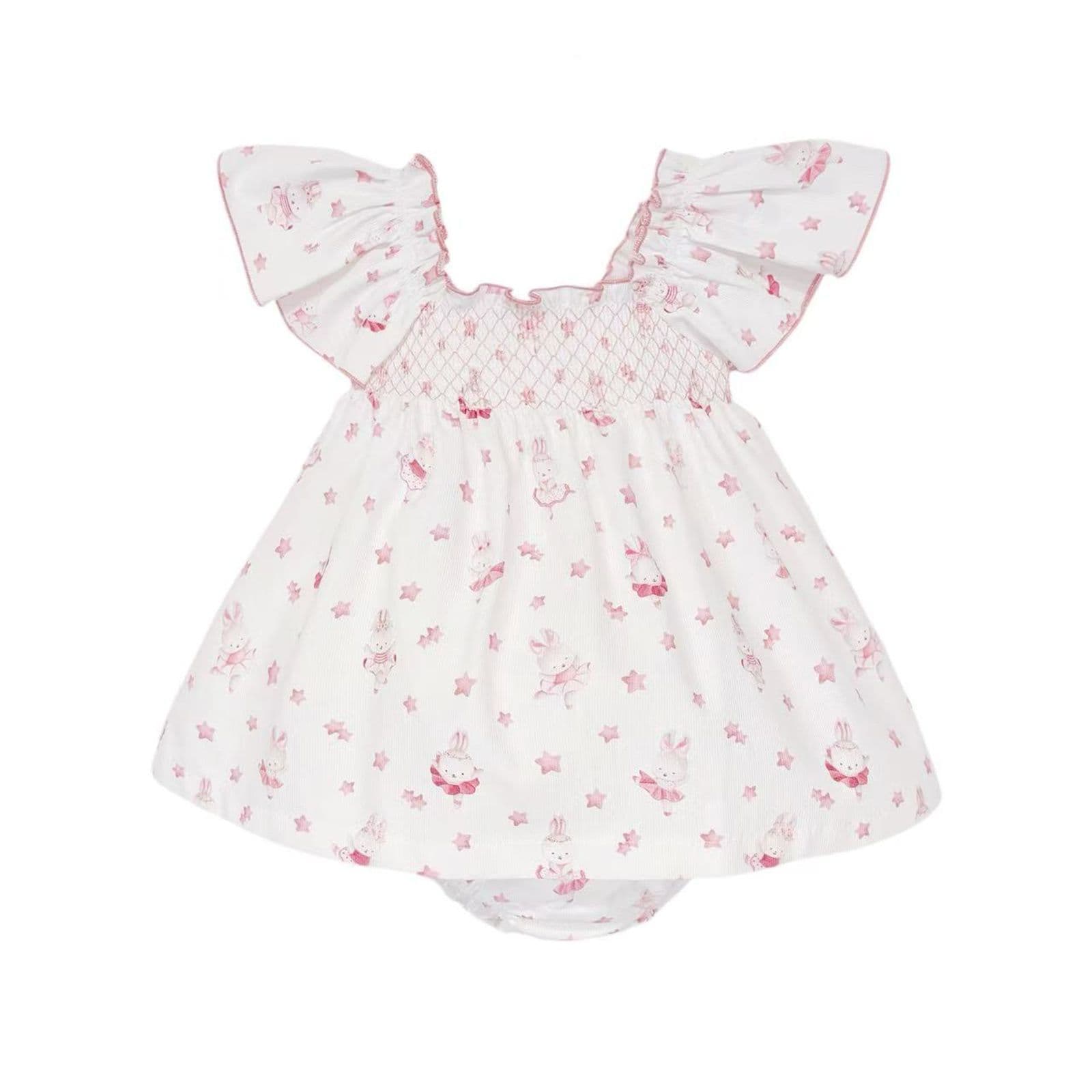 Baby Girl Pink Bunny Frilly Shoulder Sun Dress with Knickers "MYD26036"