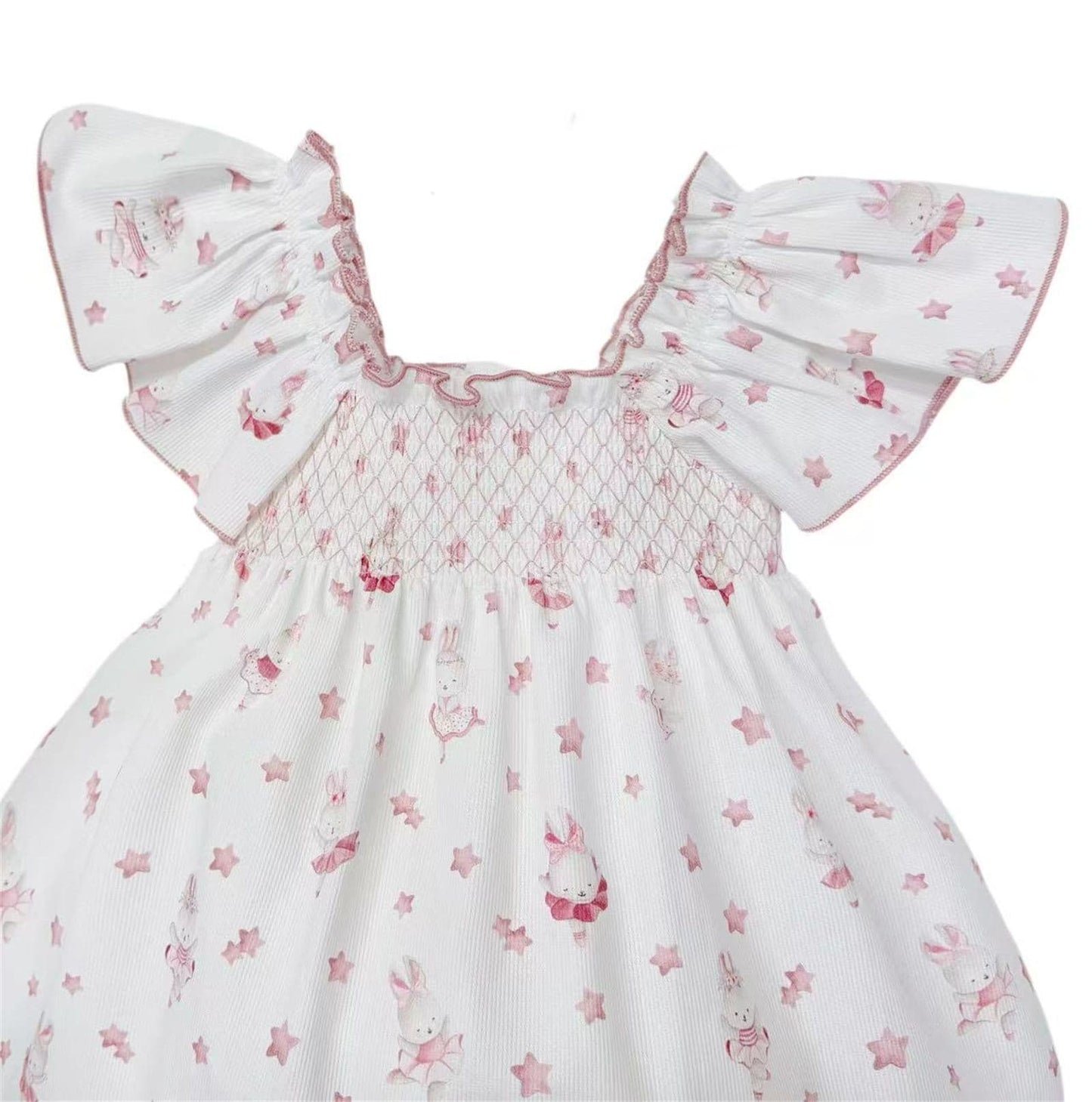 Baby Girl Pink Bunny Frilly Shoulder Sun Dress with Knickers "MYD26036"