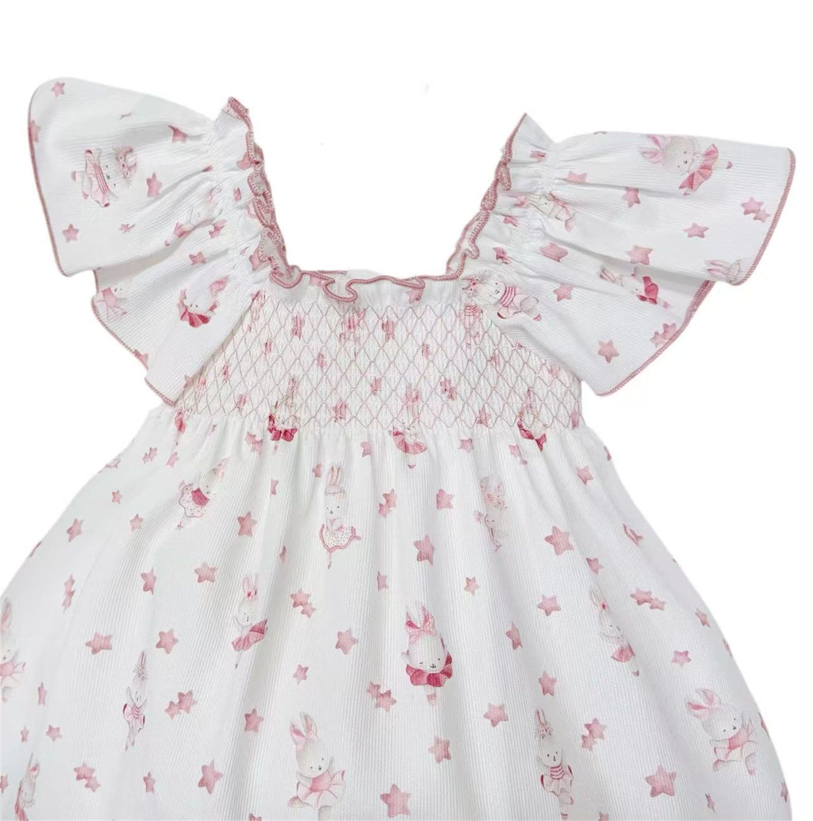 Baby Girl Pink Bunny Frilly Shoulder Sun Dress with Knickers "MYD26036"