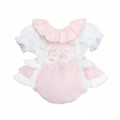 Baby Girl Pink Cotton Frilly Romper with Shirt "2406P"
