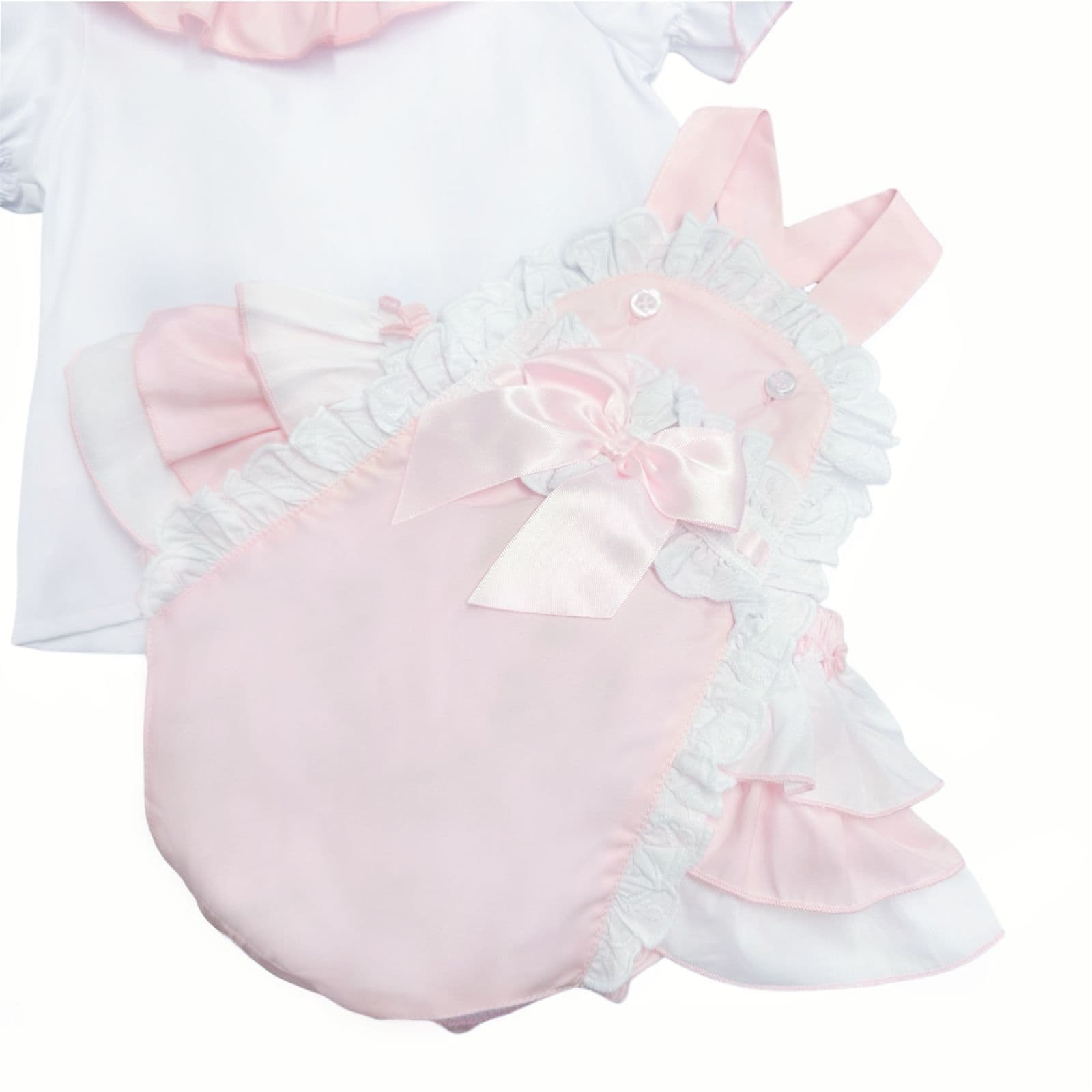 Baby Girl Pink Cotton Frilly Romper with Shirt "2406P"