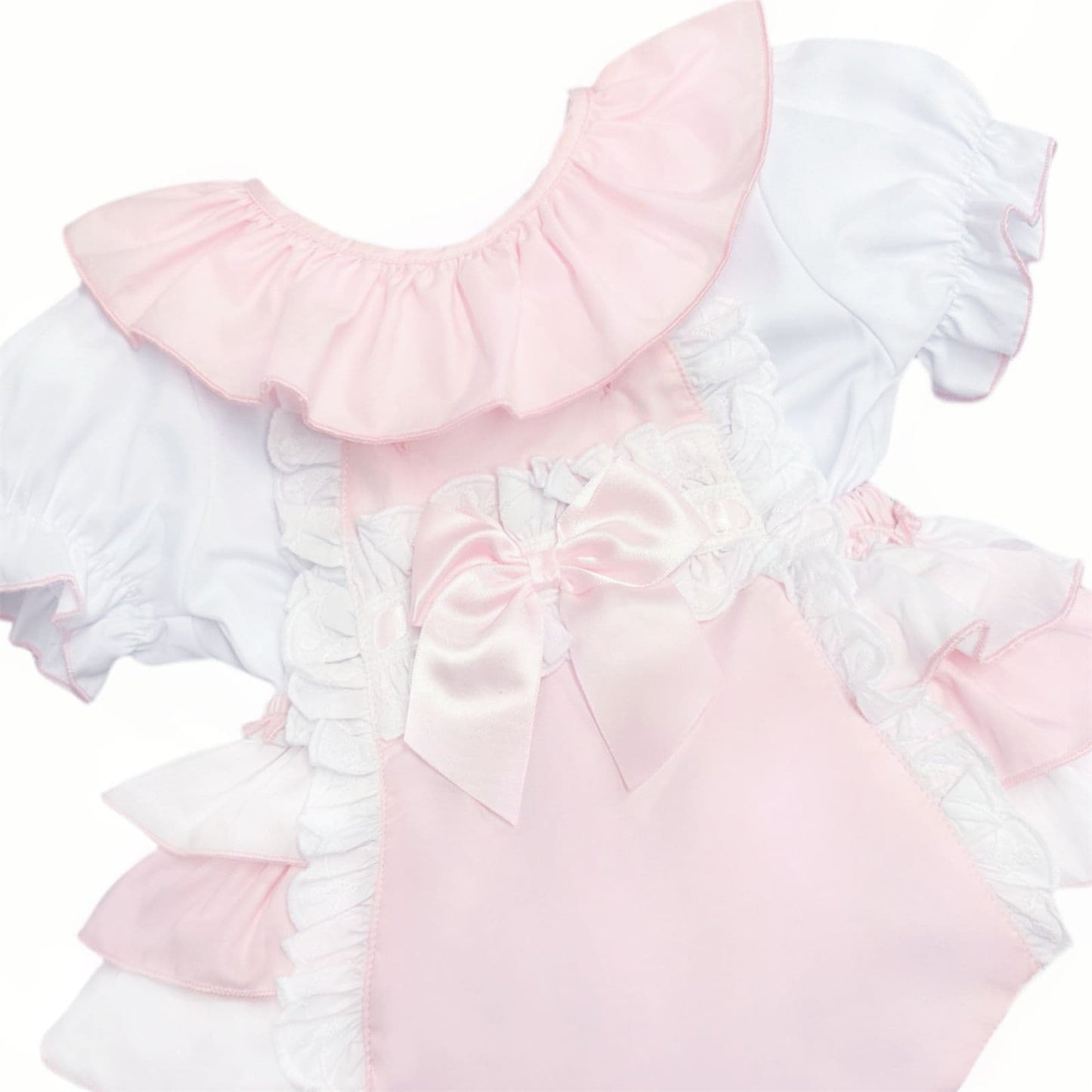 Baby Girl Pink Cotton Frilly Romper with Shirt "2406P"