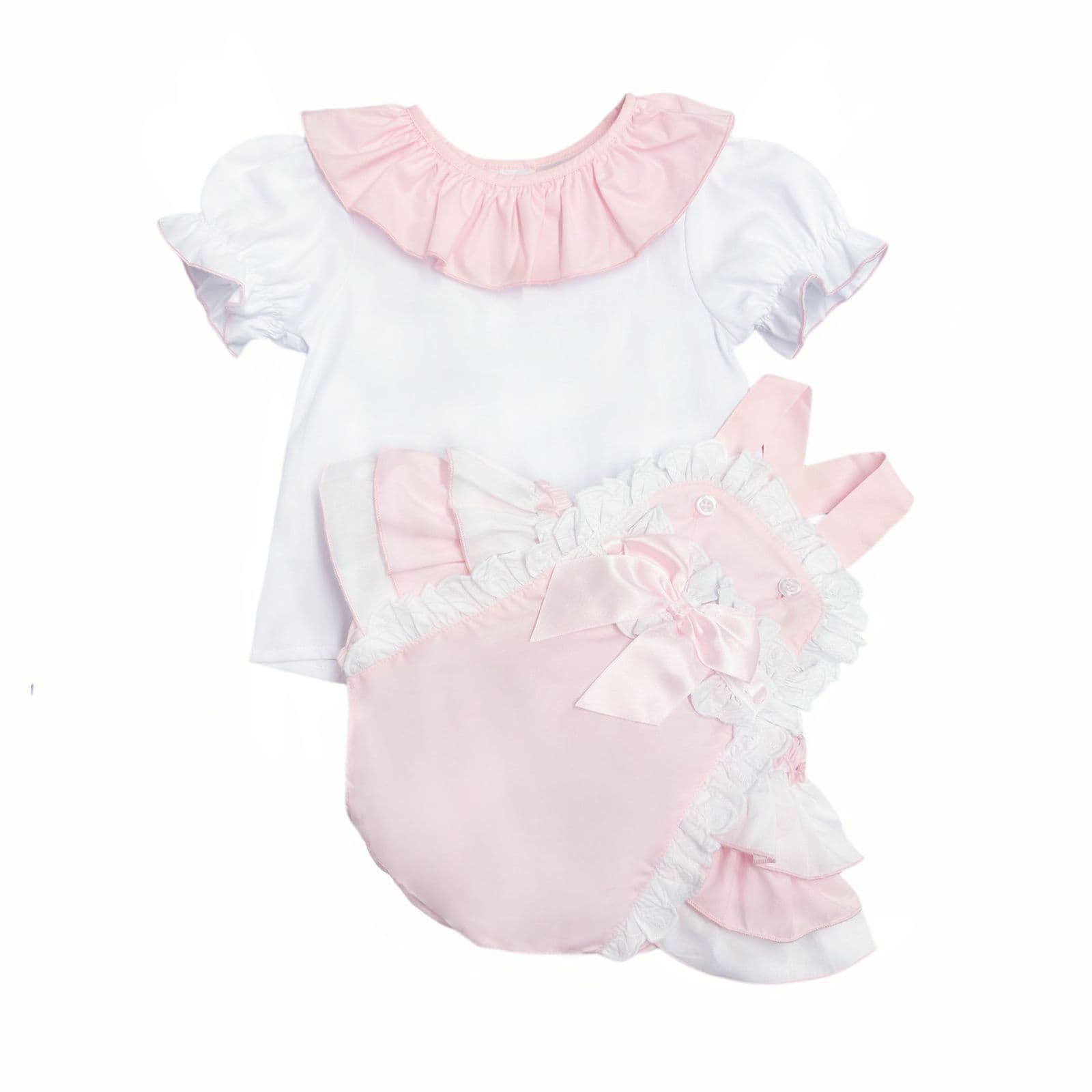 Baby Girl Pink Cotton Frilly Romper with Shirt "2406P"