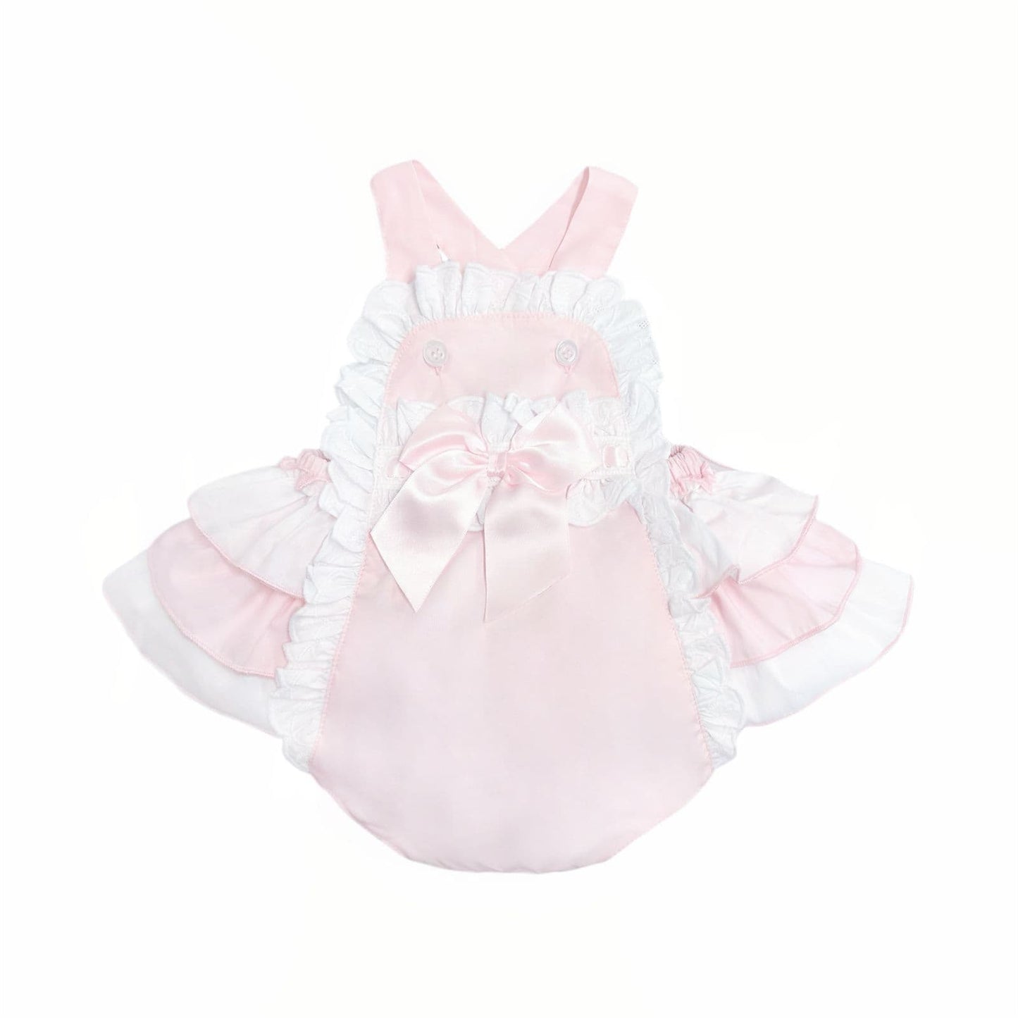 Baby Girl Pink Cotton Frilly Romper with Shirt "2406P"