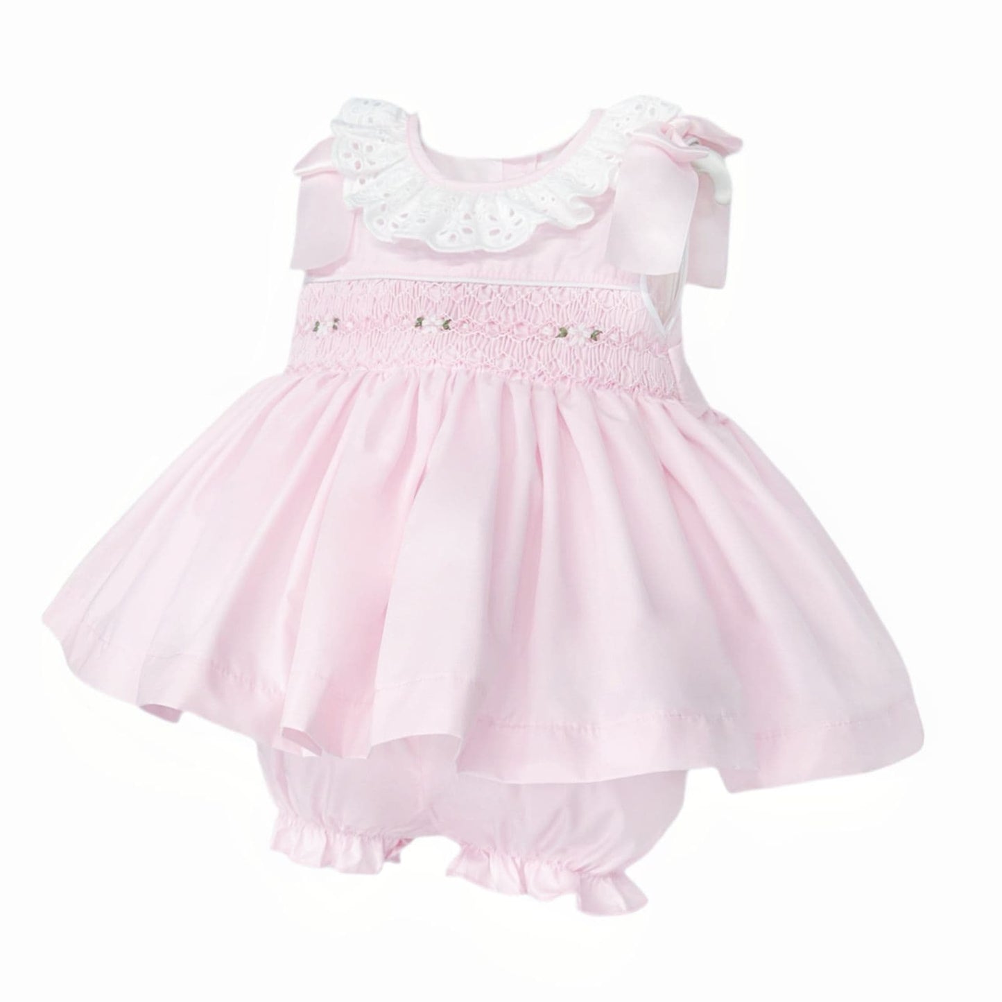 Baby Girl Pink Cotton Hand Smocked Dress with Knickers "2513"