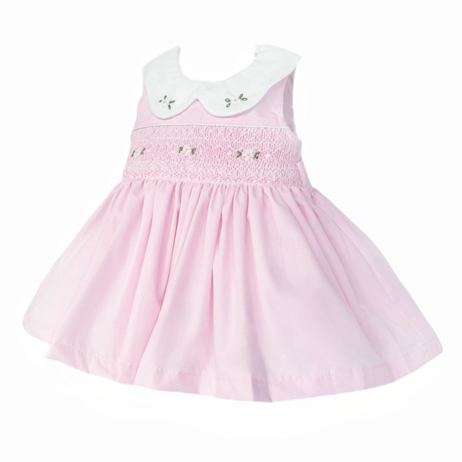 Baby Girl Pink Cotton Hand Smocked Petal Collar Dress "2514"