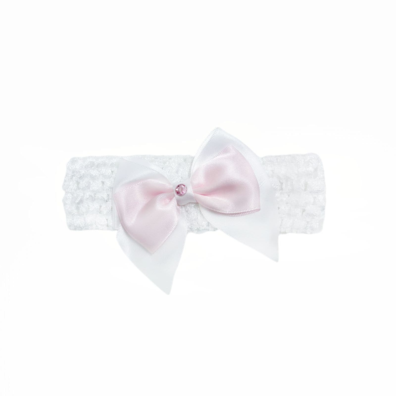 Baby Girls Pink Diamante Satin Bow Headband One Supplied