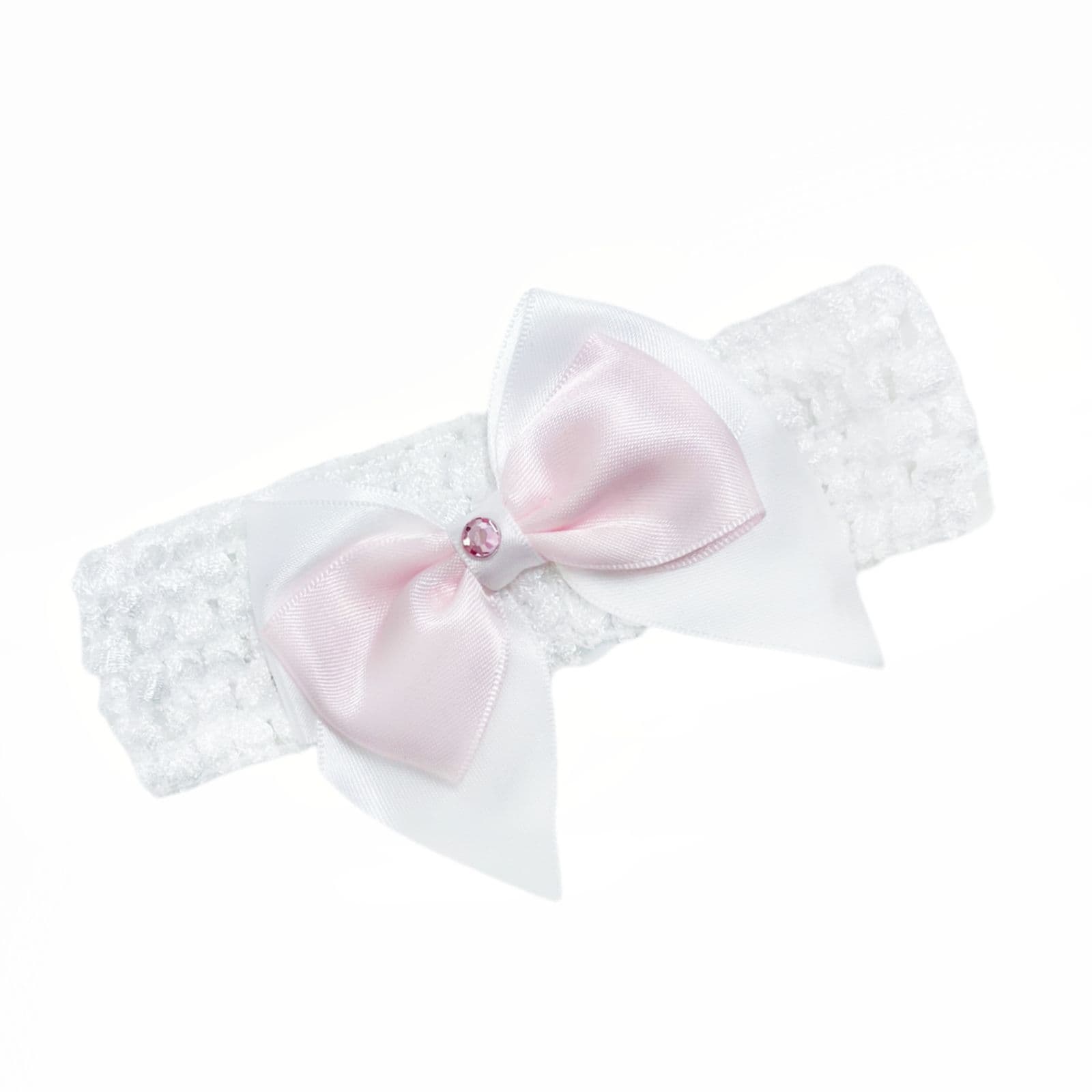 Baby Girls Pink Diamante Satin Bow Headband One Supplied