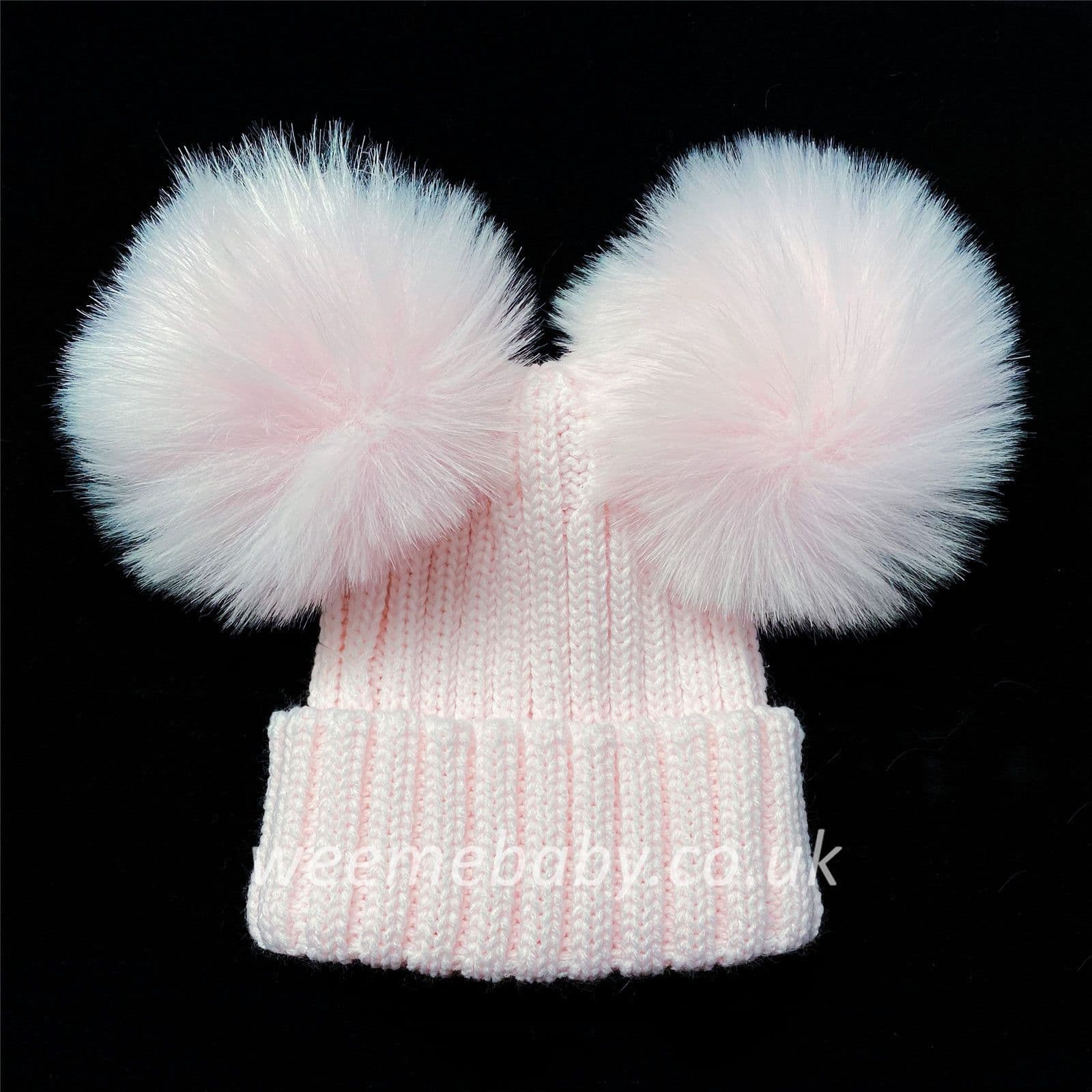 Baby Girls Pink Double Mega Faux Fur Pom Hat
