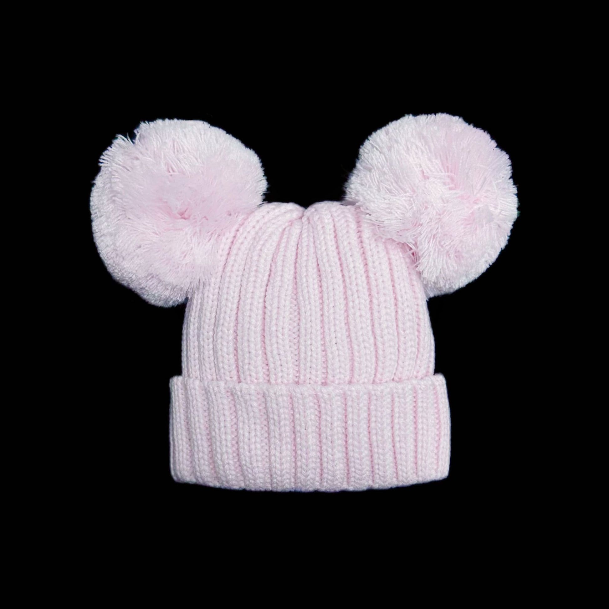Baby Girls Pink Double Pom Hat