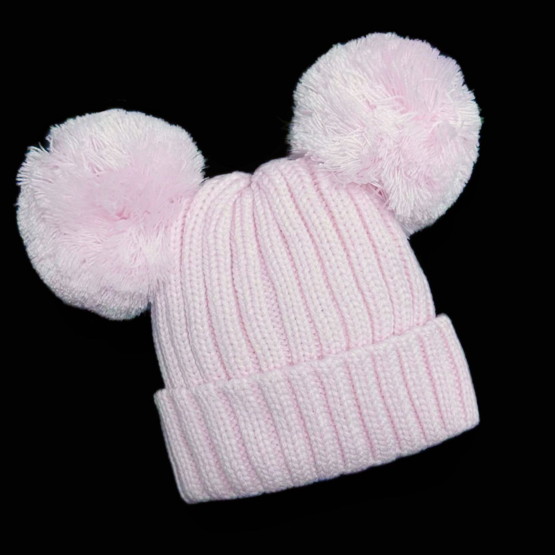 Baby Girls Pink Double Pom Hat
