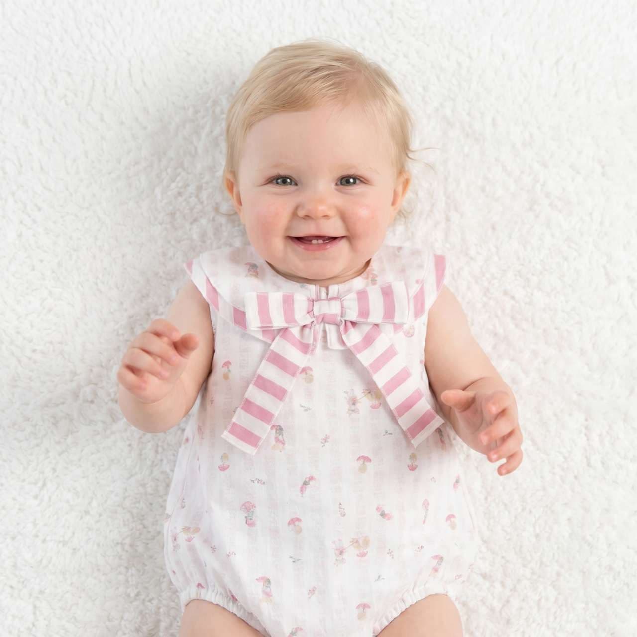 Baby Girl Pink Dusty Animal Print Collar Romper "MYD26050"