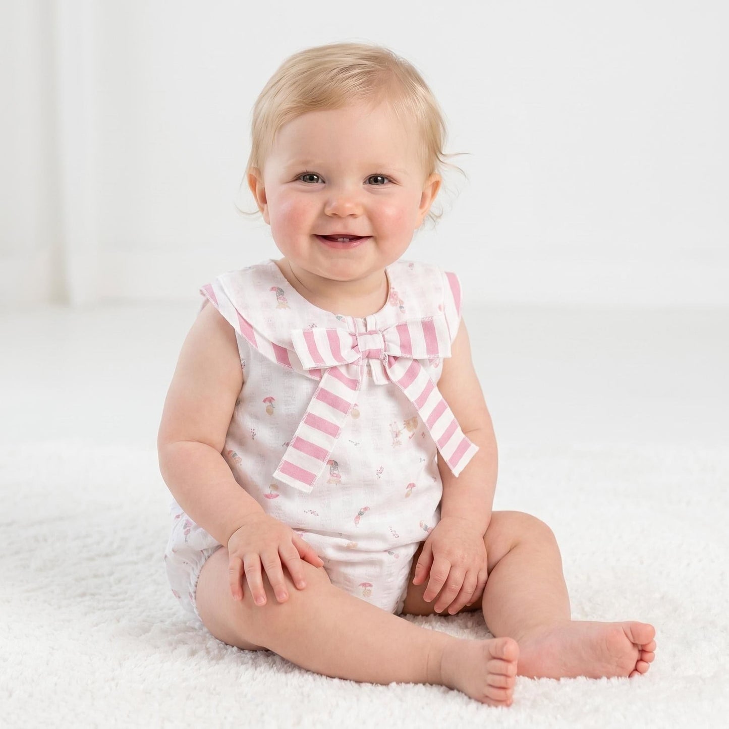Baby Girl Pink Dusty Animal Print Collar Romper "MYD26050"