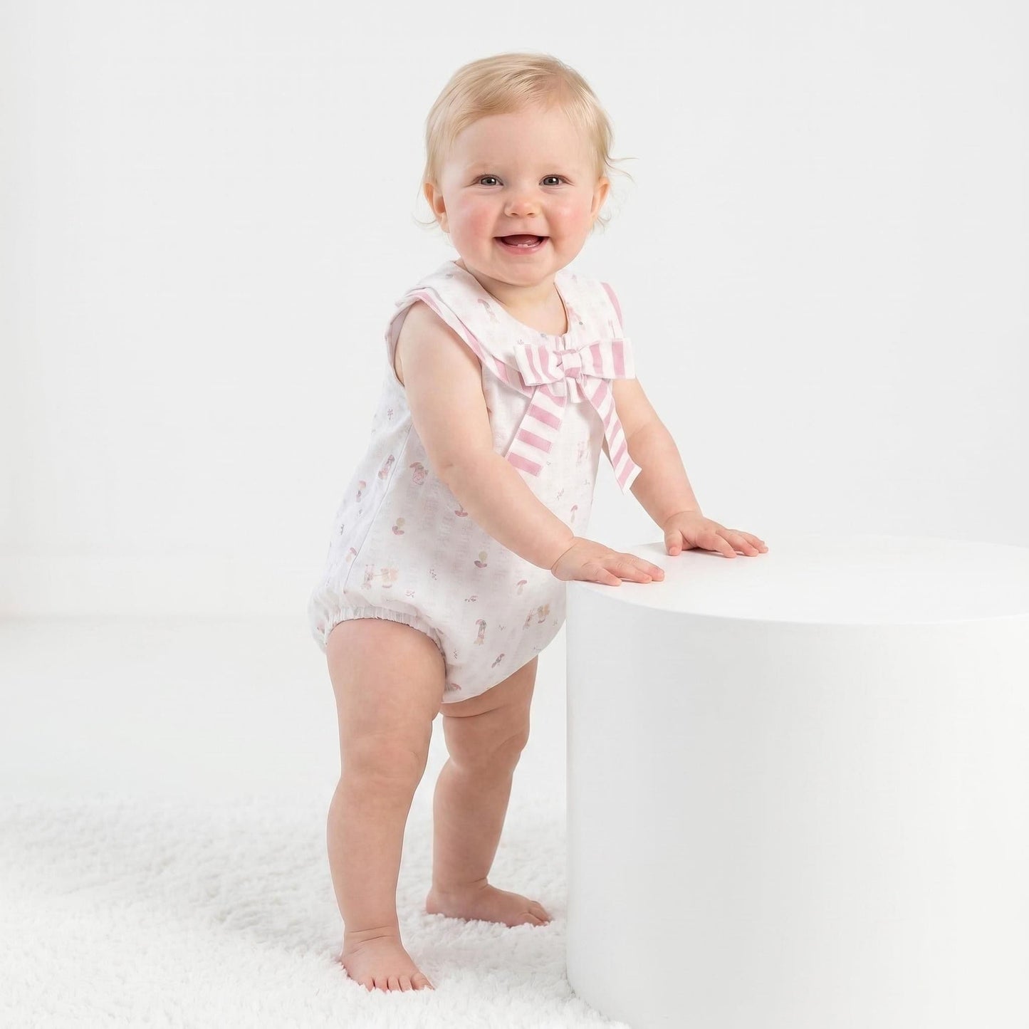 Baby Girl Pink Dusty Animal Print Collar Romper "MYD26050"
