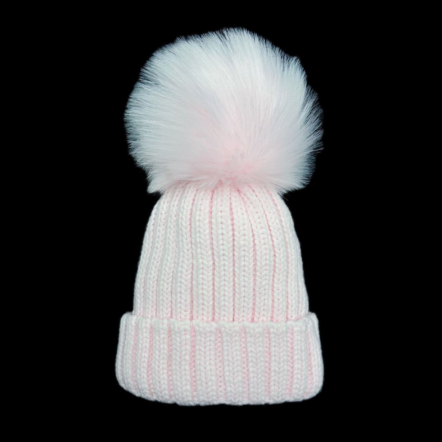 Baby Girls Pink Faux Fur Pom Hat