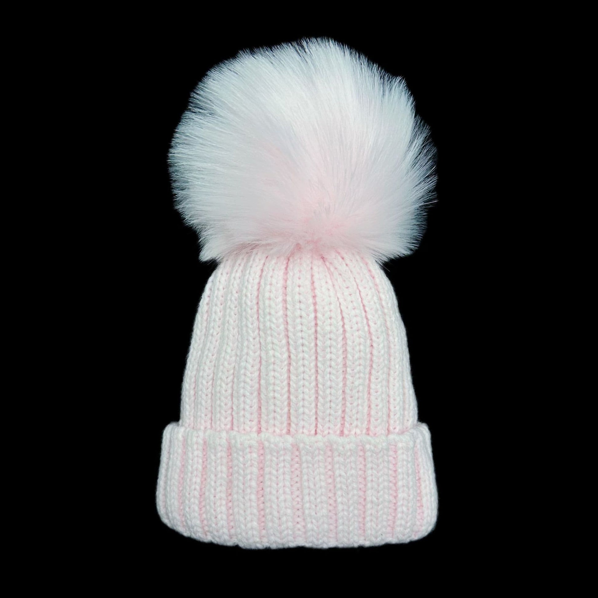 Baby Girls Pink Faux Fur Pom Hat