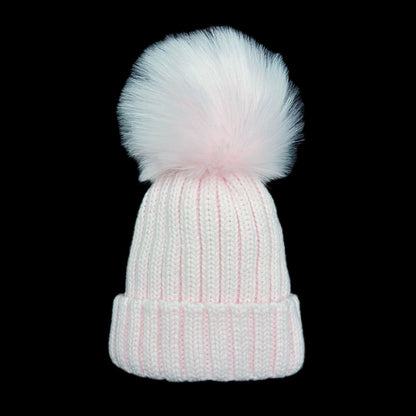 Baby Girls Pink Faux Fur Pom Hat